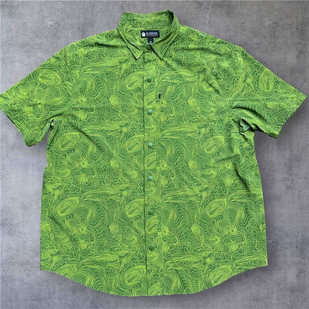 Alaskan Hardgear Chilkat River Snap Button Down Green Shirt Men's Size XL